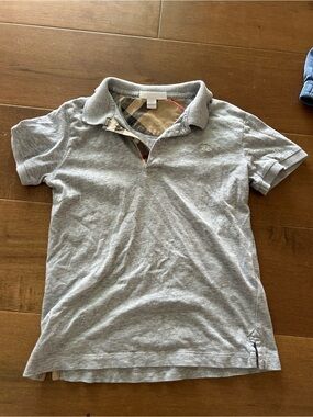 Burberry Gray Polo with Signature Check Trim